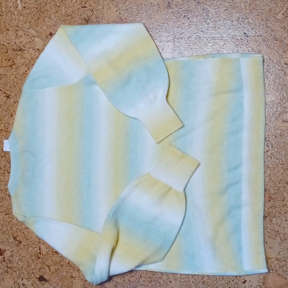 Loft Space Dyed Crew Neck Sweater in Yellow,  White, Blue/Green Size L NWT - Picture 7 of 8